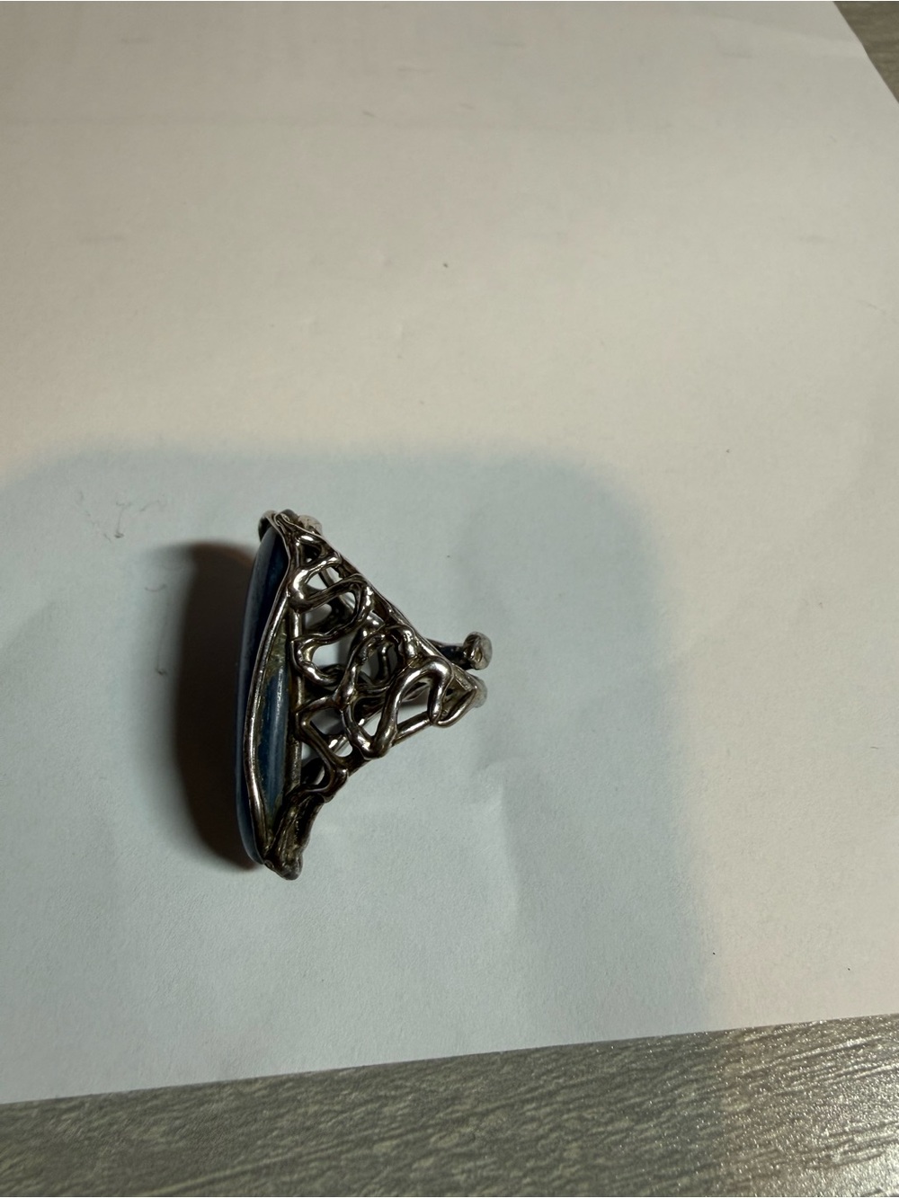 Handmade Large Blue Stone Statement Ring - Picture 2 of 4